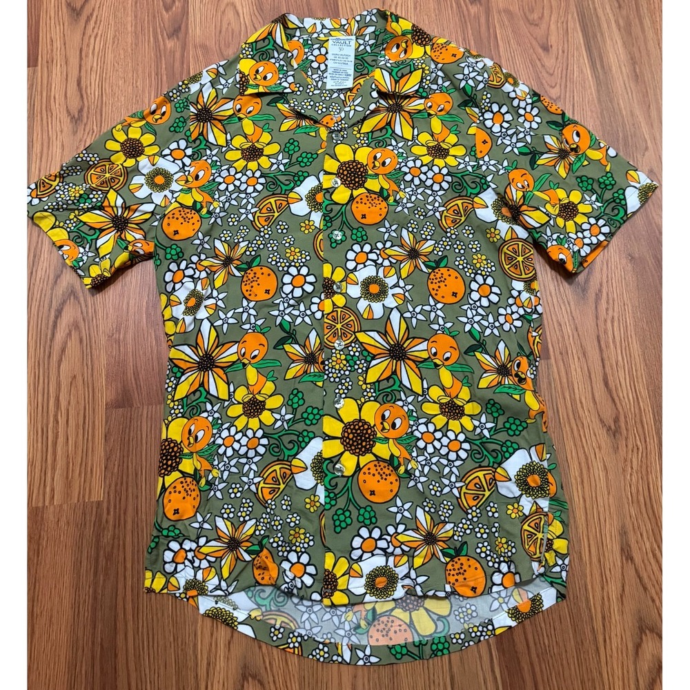 Disney World Vault Collection 50 Shirt Mens XS Orange Bird Floral Button Up